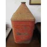 VINTAGE MOTORING, red enamel square base oil can "Mobiloil", 51cm height