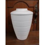 KEITH MURRAY WEDGWOOD, cream glazed 28cm ribbed vase