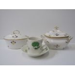 CROWN DERBY, 19th Century gilt floral spray twin handled sucrier and matching oval butter dish; also