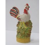 STAFFORDSHIRE POTTERY, 19th Century enamelled pottery figure of cockerel, 23cm height