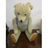 VINTAGE TEDDY BEAR, with growler, light blue plush body, 68cm height