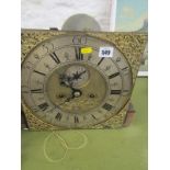 GEORGIAN 8 DAY LONG CASE CLOCK MOVEMENT, brass square face signed John Holroyd of Wakefield with