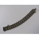 SILVER & MARCASITE ARTICULATED BRACELET, approx. 54 grams