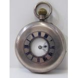 SILVER HALF HUNTER POCKET WATCH, silver cased with Birmingham HM, with white enamel dial & secondary