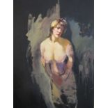 ROBERT LENKIEWICZ, oil on canvas "Study of Brunette Model", 183cm x 152cm (purchased in Bearnes
