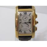 GENTLEMAN'S 18CT GOLD CARTIER TANK CHRONOGRAPH WRIST WATCH, watch appears in good working condition,