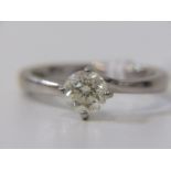 PLATINUM DIAMOND SOLITAIRE RING,principal diamond approx 0.60 carat, bright brilliant cut stone,