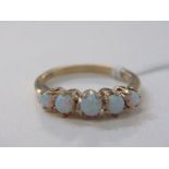 9ct YELLOW GOLD 5 STONE OPAL ETERNITY STYLE RING, size O