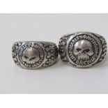 2 SILVER HARLEY DAVIDSON MOTORBIKE STYLE RINGS