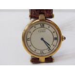 CARTIER QUARTZ WRIST WATCH, gold filled case on 925 base, movement appears to be in good working