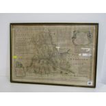 Hand coloured antique map of Brecknockshire by Thomas Kitchin, late 17th/early 18th Century , 39 x
