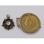 FULL SOVEREIGN PENDANT, 1914 full sovereign in hand made 9ct gold pendant type mount, approx. 9.