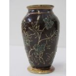 MARTIN BROTHERS, signed and dated pottery spill vase decorated with incised flowering shrub