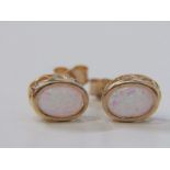 PAIR OF 9ct YELLOW GOLD OVAL OPAL STUD EARRINGS