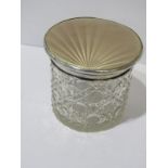 SILVER VANITY JAR, enamel silver lidded cut glass vanity jar, Birmingham 1942