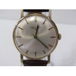 GENTLEMAN'S LONGINES WRIST WATCH, 9ct yellow gold cased, mechanical wind movement, appears to be