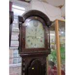CORNISH 8 DAY LONGCASE CLOCK by Job of Truro, pine and oak casing with painted break arch face,