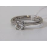 PLATINUM DIAMOND SOLITAIRE RING, brilliant cut diamond in 4 claw setting, stone approx 0.75 carat,