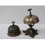 ANTIQUE METALWARE, brass counter top shop bell and 1 similar