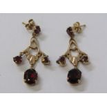 PAIR OF 9ct YELLOW GOLD GARNET EARRINGS