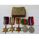 WWII GROUP OF 5 MEDALS, comprising /war & Defence Medals, Africa Star, Italy Star & the 39, 45 Star,