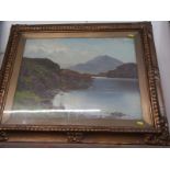 A. OLIVER, signed oil on canvas "Highland Lake", 43cm x 59cm