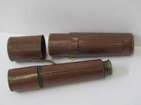 MARITIME, leather cased triple draw telescope, extending to 76cm, stamped "OS1616SA", in original