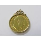 MOUNTED GOLD SOVEREIGN, 1906 Edward VII gold sovereign, in a 9ct loose pendant mount, 9.2grms