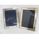 SILVER PHOTO FRAMES, pair of modern silver rectangular easel photo frames, 22cm height
