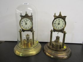 HOROLOGY, glass domed 400 day mantel clock, together with similar clock movement