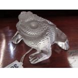 LALIQUE, diamond point signed glass toad, 8cm height
