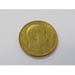 GOLD SOVEREIGN, 1908 Edward VII gold sovereign