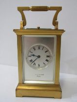 REPEATER CARRIAGE CLOCK with plain glass casing, bevel glass panels and satin finish dial by F. T.