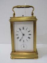 REPEATER CARRIAGE CLOCK with inset secondary alarm dial, 15cm height