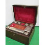 VICTORIAN ROSEWOOD VANITY BOX, fitted interior with plated mounts and base drawer (needs