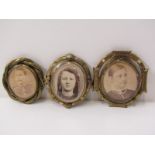 SELECTION OF 3 PINCHBECK & GOLD PLATED ANTIQUE PHOTOGRAPH BROOCHES, all reversible, double sided