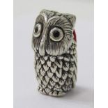 NOVELTY SILVER PIN CUSHION, in the form of seated owl