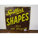 ADVERTISING, enamel wall advert sign - "Spillers Shapes for All Dogs", 30cm square