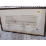 W. L. WYLLIE, signed etching "View of Ryde on the Isle of Wight", 10cm x 33cm