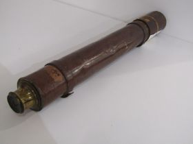 MARITIME, leather cased single draw brass telescope by James Spaight "The Gem" model with sun shield