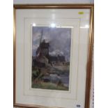 HUBERT COOP, signed watercolour "The Windmill", 33cm x 23cm