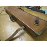 ANTIQUE SHOTGUN CASE, leather fitted shotgun case by William Powell & Son, 80cm length