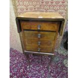 WALNUT NEEDLEWORK CHEST, twin drop leaf top and 4 short graduated drawers on cabriole leg stand,