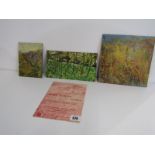 MARY MARTIN, 3 unframed oils on board "Wooded Landscapes", the largest 20cm x 21cm