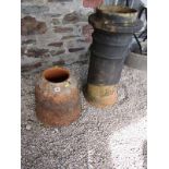 TERRACOTTA RHUBARB FORCER, 39cm tall rhubarb forcer together with a 80cm chimney cowl