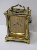 ENGLISH DOUBLE FUSEE CARRIAGE CLOCK by D. Werrihouse & Ogston of London, coiled bar strike, engine