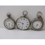 3 SILVER CASED FOB WATCHES, all in untested condition