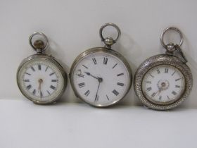 3 SILVER CASED FOB WATCHES, all in untested condition