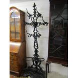 VICTORIAN CAST IRON STICK STAND, ornate cast iron cast iron stick stand with foliate decoration,