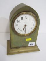 ANTIQUE MANTEL CLOCK, brass arch case mantel clock by James Ramsey of Dundee, with key, 20cm height